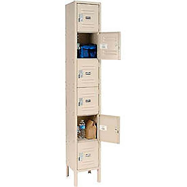 Global Industrial 6-Tier 6 Door Box Locker, 12W x 18D x 12H, Tan, Assembled 269692TN - main
